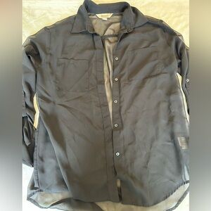 Black Button-Up Sheer Blouse